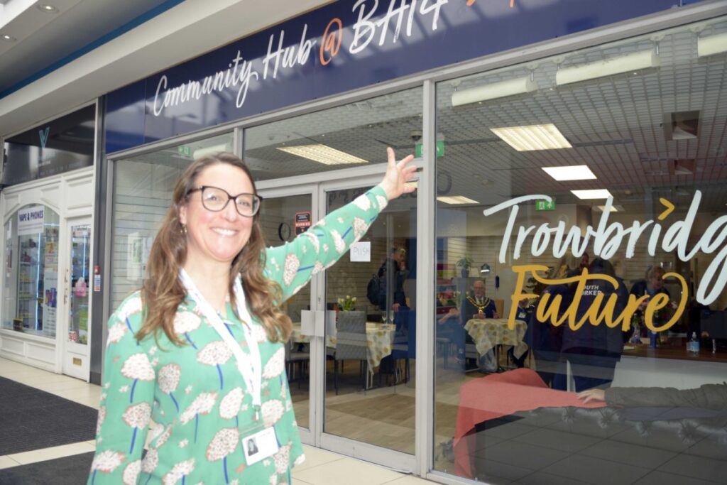Meg Aubrey, CEO of Trowbridge Future, celebrates the opening of its new Community Hub.
