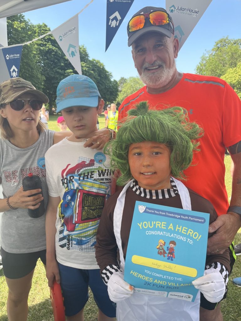 Trowbridge heroes and villains fun run family in fancy dress