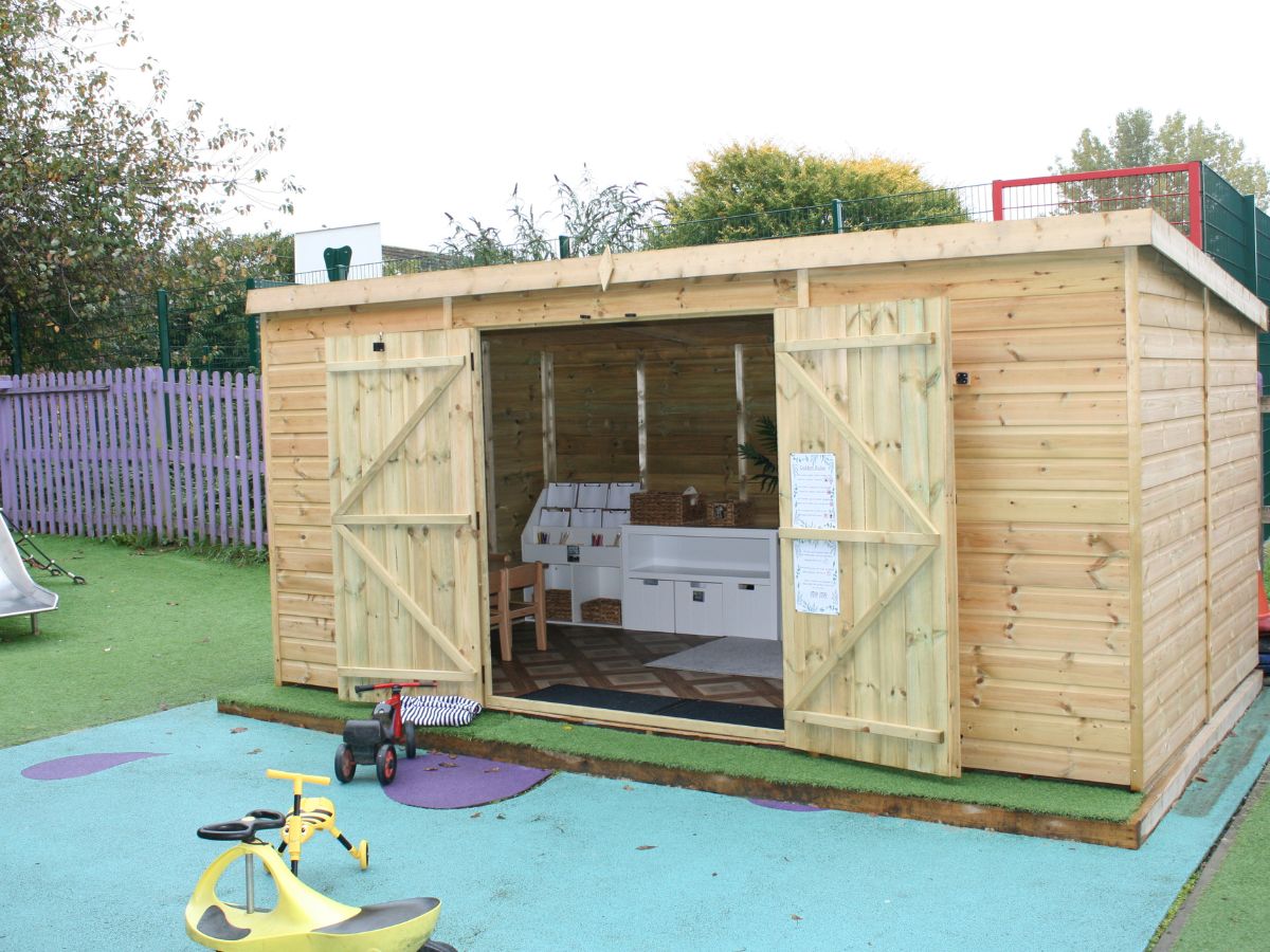 Wooden montessori play area in new nursery grounds