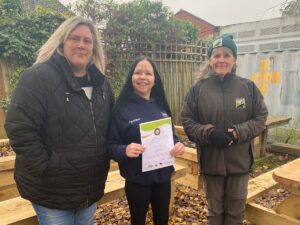 Staff at the new Studley Green community garden